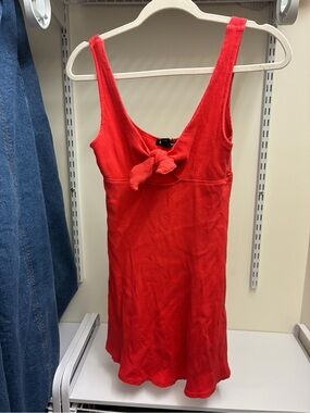 Billabong Red Ribbed Tie-Front Mini Dress